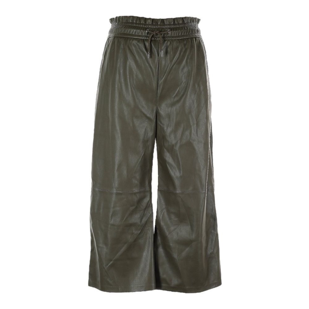 SUNCOO Faux Leather Olive Green‎ Culottes Wide Leg small